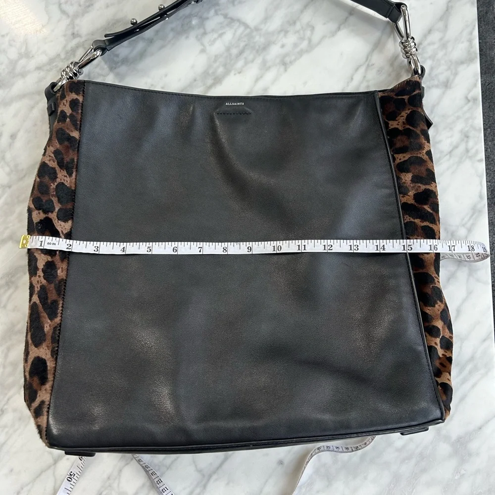 All Saints Black Leather Medium Hobo Tote - Picture 8 of 8